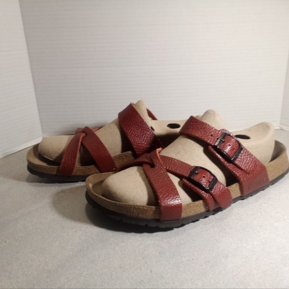 Birkenstock Tatami Red Double Buckle Crisscross Sandals US sz. Woman 11. Men 9 - Picture 3 of 10